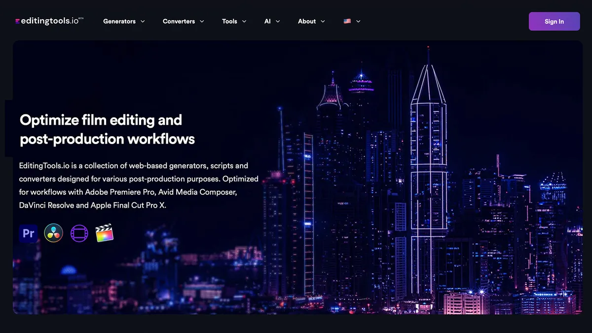 EditingTools.io website preview