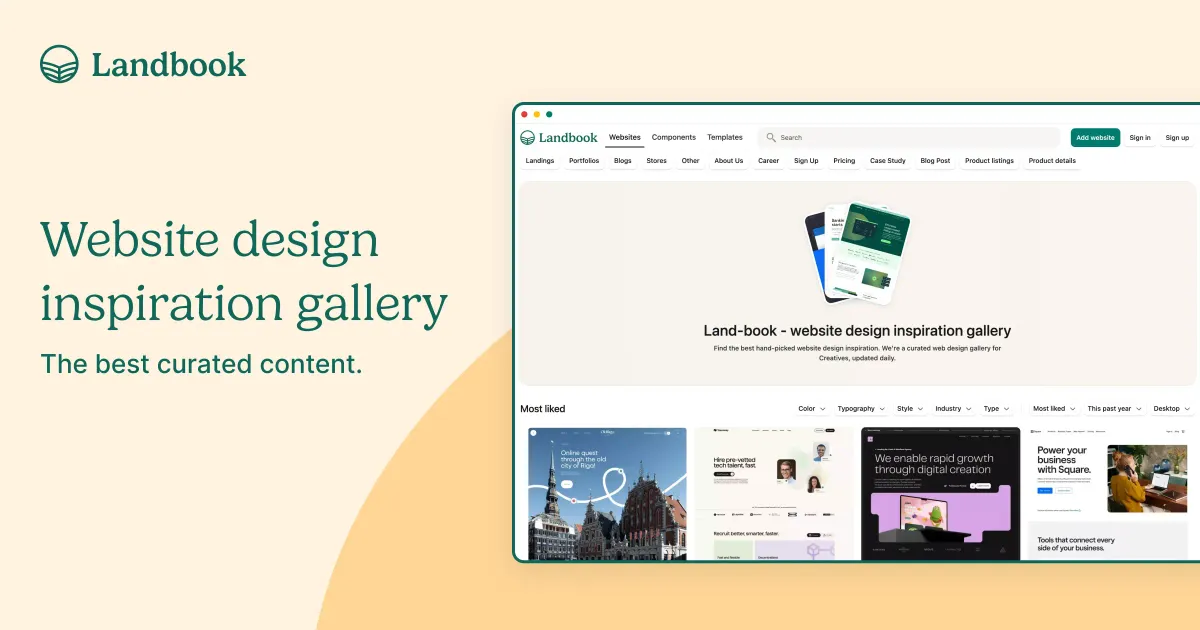Land book website preview