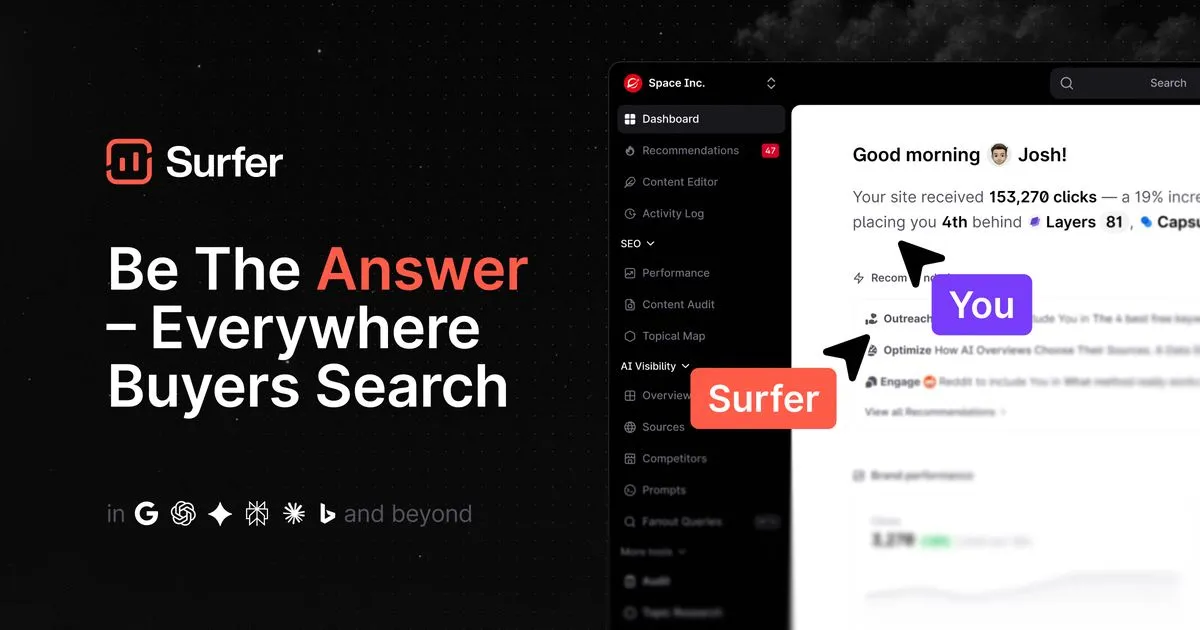 Surfer SEO website preview