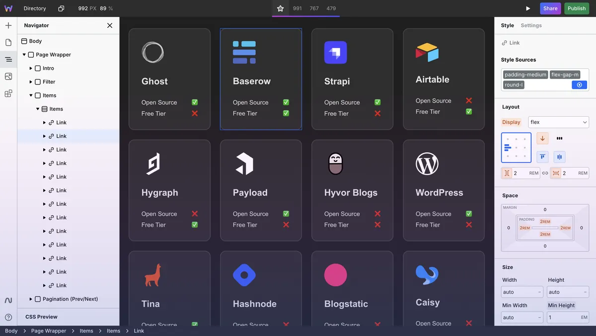 Webstudio website preview